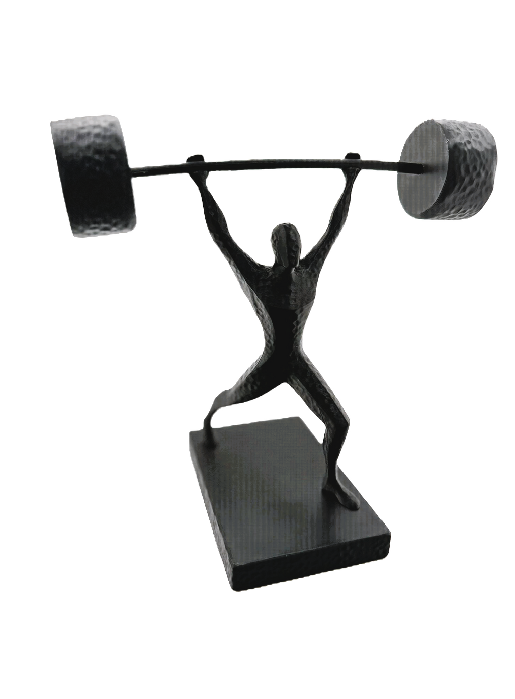 Weightlifter Silhouette Statue Matte Black Barbell Figurine Gym Decor Trophy