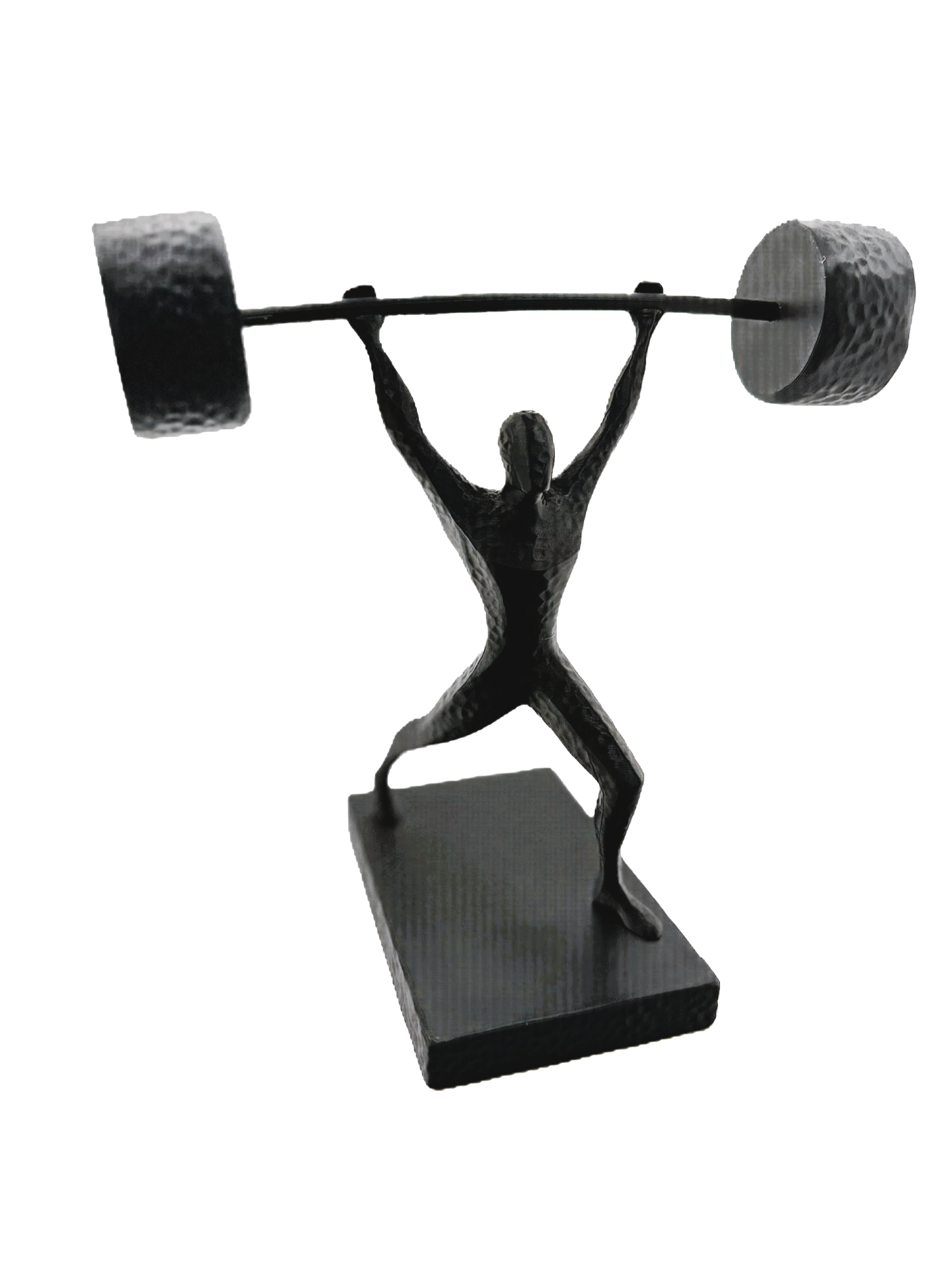 Weightlifter Silhouette Statue Matte Black Barbell Figurine Gym Decor Trophy