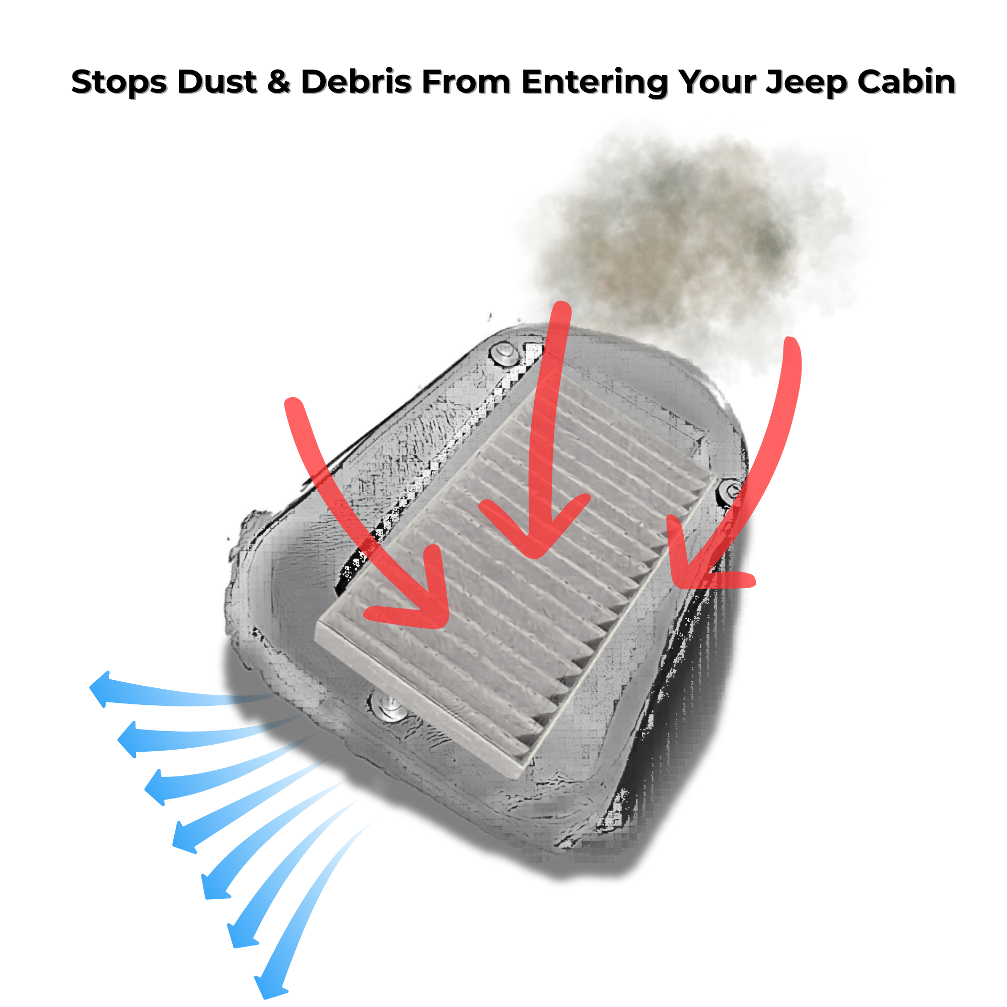 Jeep Wrangler TJ LJ Cabin Air Filter Adapter 2003-2006 3D Printed Retrofit Kit