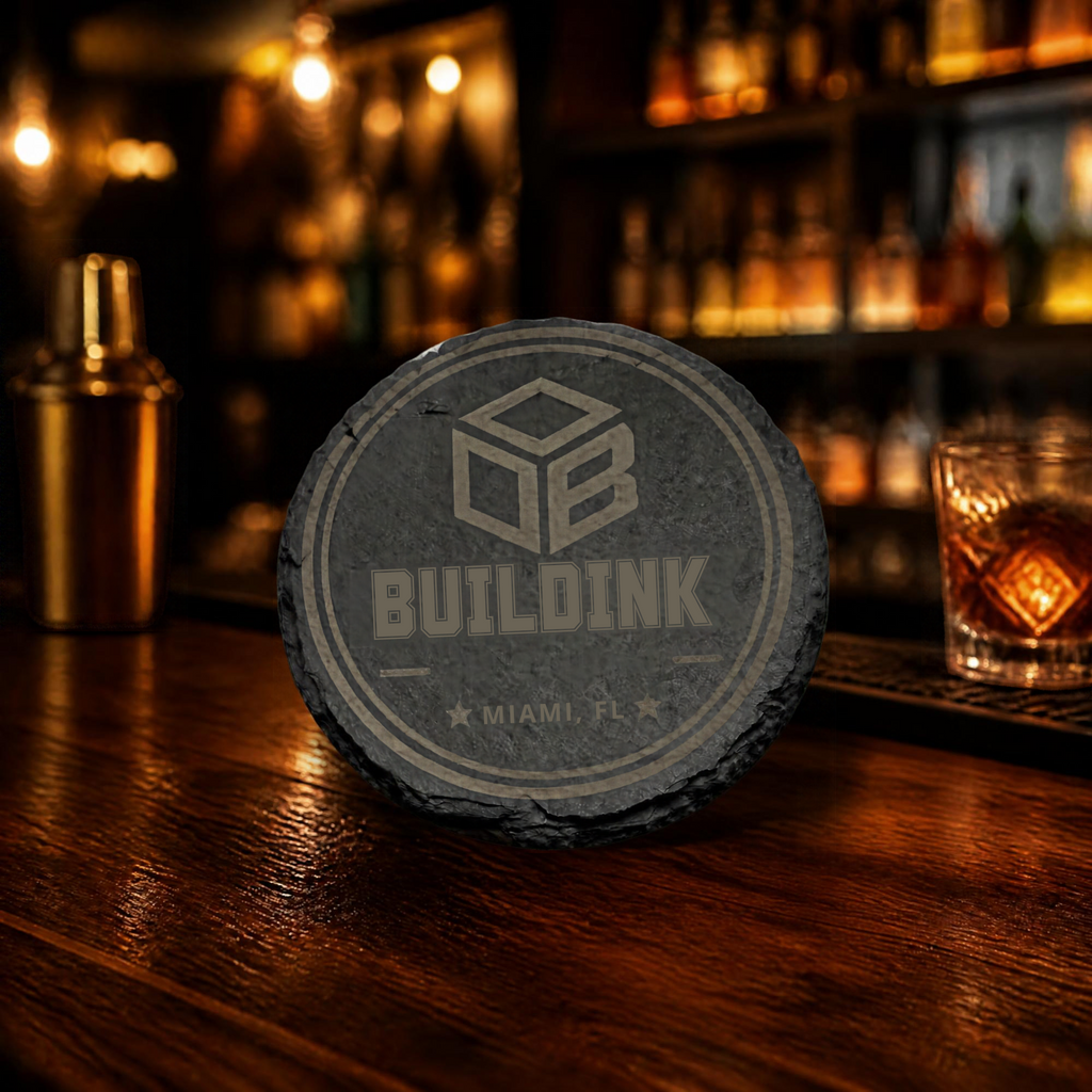 Custom Engraved Slate Coasters – Personalized Business Logo, Round or Square