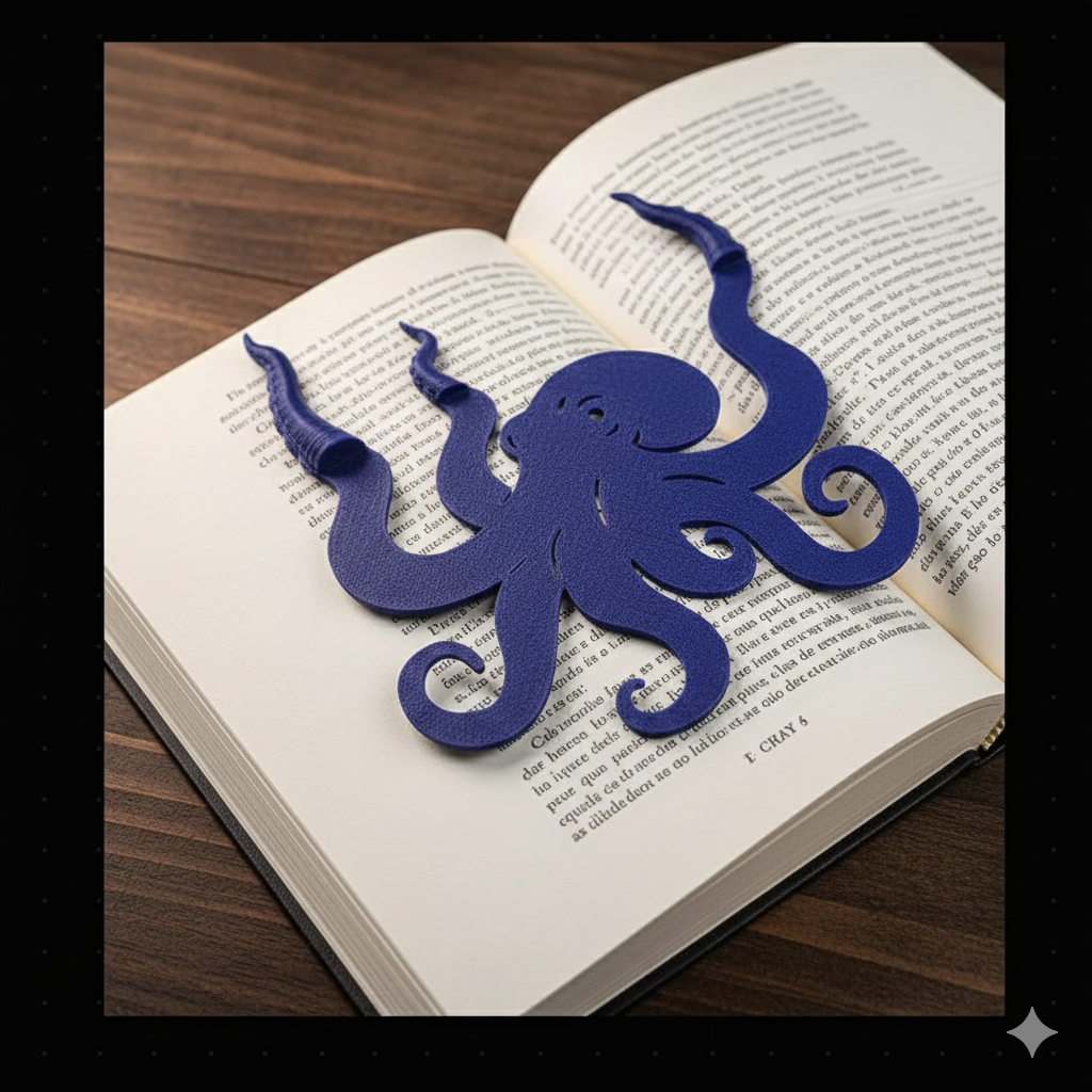 3D Printed Octopus Bookmark & Page Holder - Nautical Blue