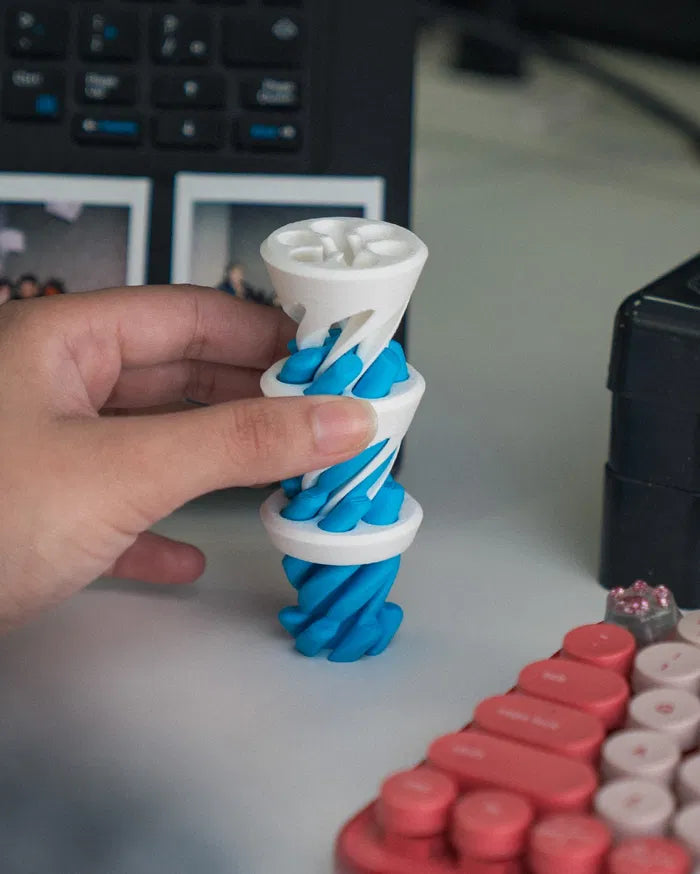 3-Pack 3D Printed Optical Illusion Helix Sculptures – Unique Spiral Fidget Decor Set – Impossible Cone Style Desk Toys for Adults & Kids