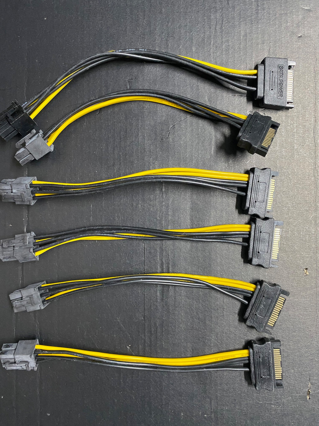 Lot of 6 SATA to 6-Pin PCIe Power Adapter Cables - Graphics Card GPU P ...