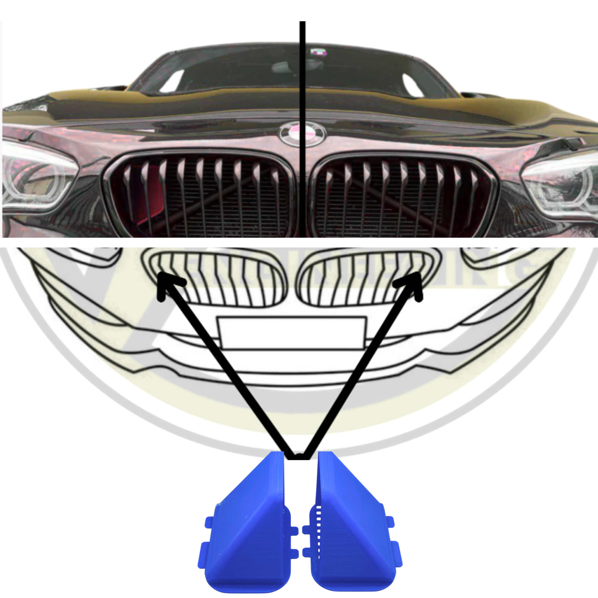 BMW Cold Air Intake Scoops – Left & Right with Integrated Grille – 3D Printed