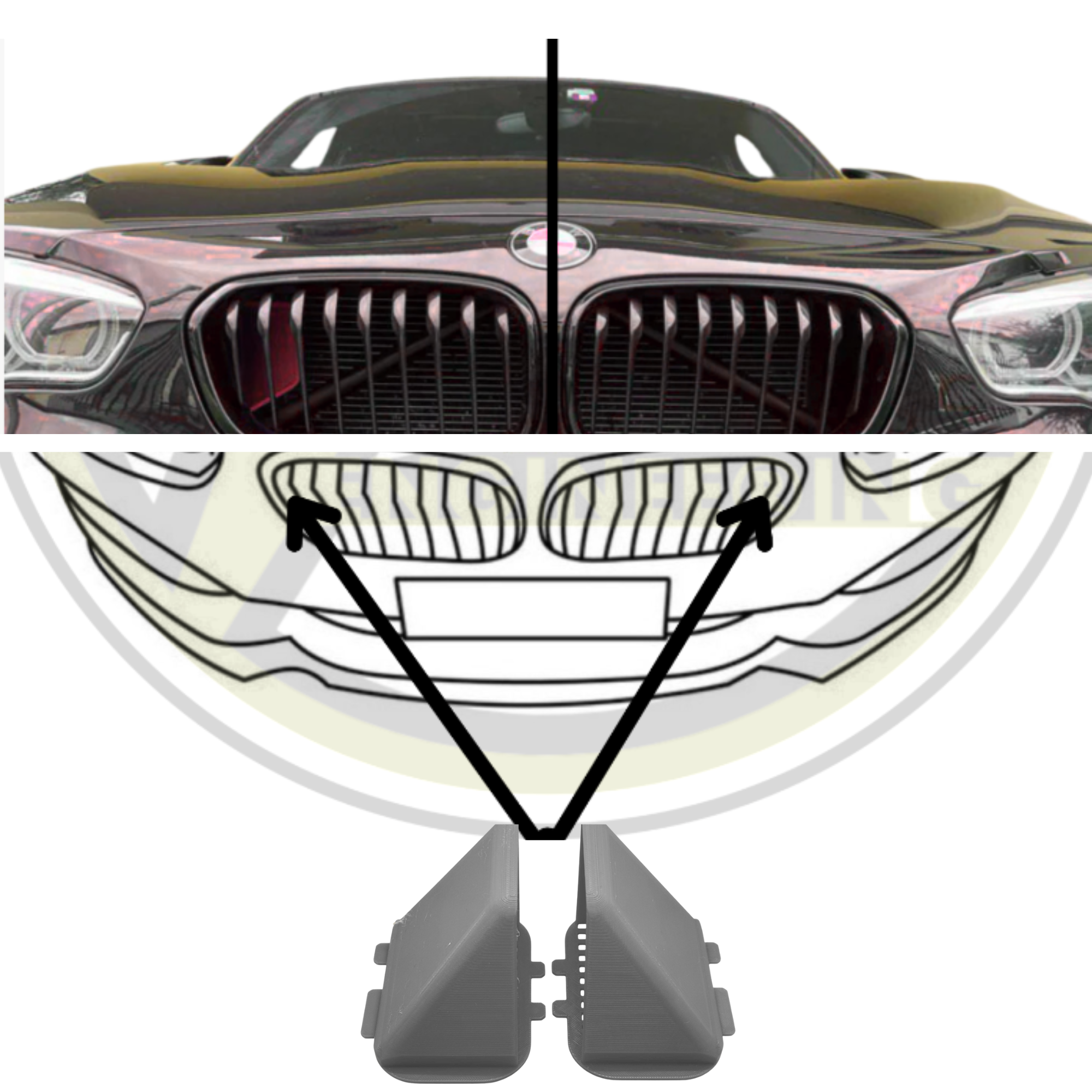 BMW Cold Air Intake Scoops – Left & Right with Integrated Grille – 3D Printed