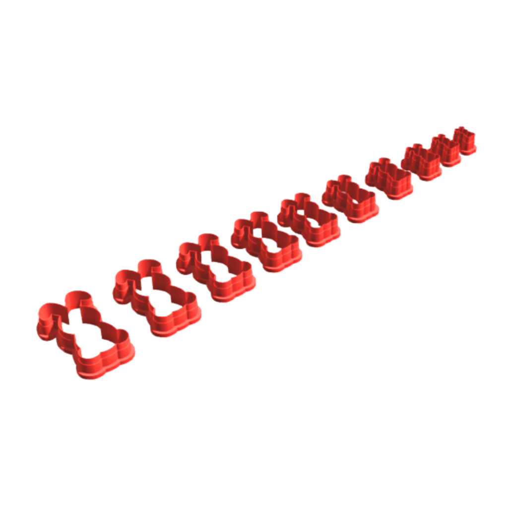 Bunny Clay Cutter Set – 10 Sizes – 3D Printed – Polymer Clay Tool – Random Color