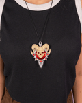 Demonic Skull Pendant Necklace – 3D Printed Gothic Fantasy Jewelry with Red Gem