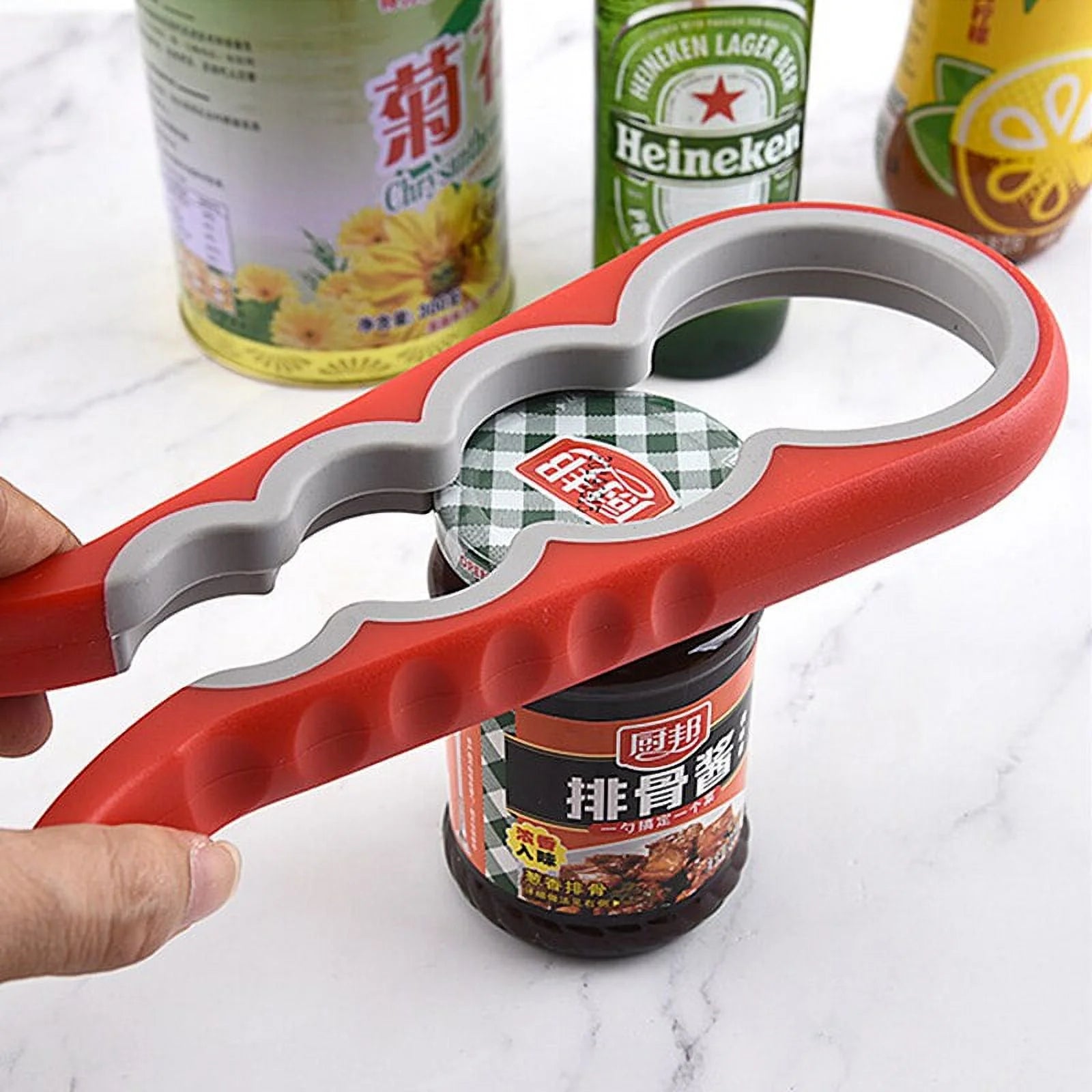 Set, 4-in-1 Rubber Can and Lid Open Gripper, Silicone Pad,Easy Multi Kitchen Tools