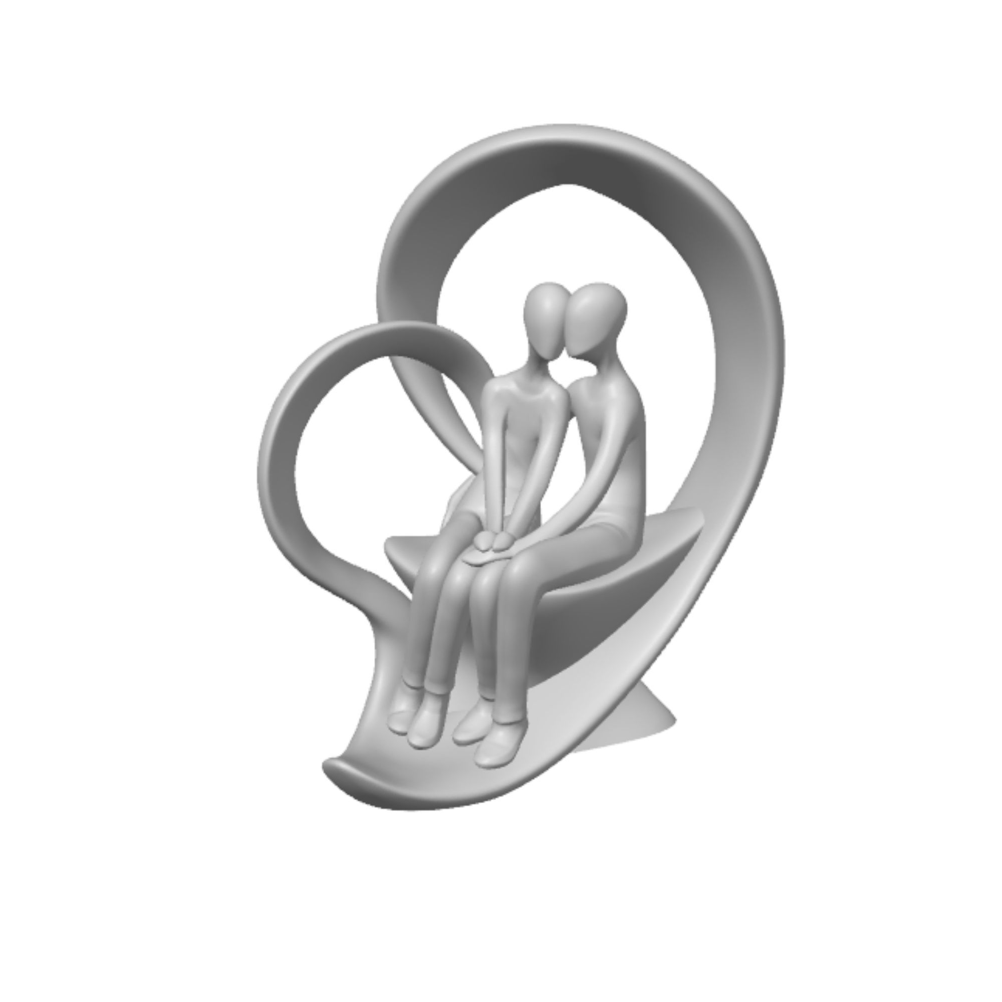 Minimalist Couple in Heart Sculpture - Modern 3D Printed Home Décor, Available in Multiple Colors