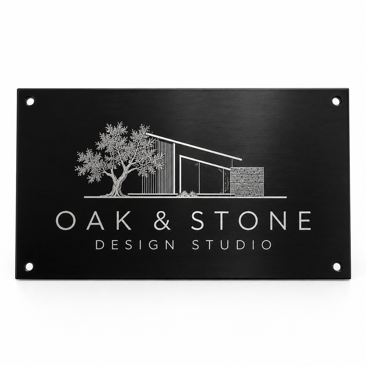 Custom Engraved Aluminum Sign 4x6 – Personalized Business Logo Plaque, Black Metal Name Plate, Office, Garage & Workshop Sign