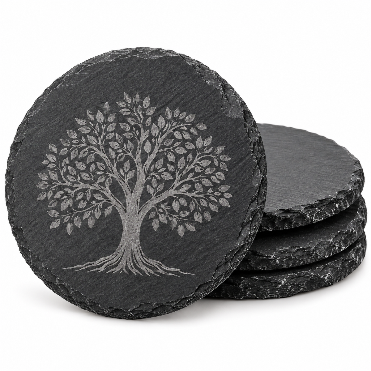 Custom Engraved Slate Coasters – Personalized Business Logo, Round or Square