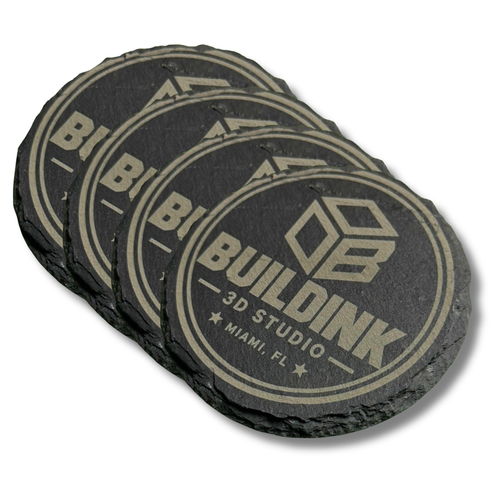 Custom Engraved Slate Coasters – Personalized Business Logo, Round or Square