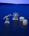 32mm Tabletop Terrain Props Set – Unpainted Resin Scenery – 4 Pieces