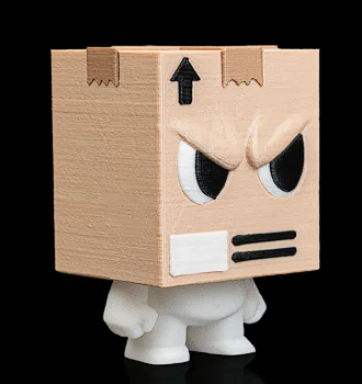 📦 3D Printed Designer Toy: Angry Cardboard Box Figure 😠