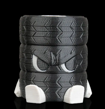 🚗 3D Printed Designer Toy: Angry Stacked Tires Figure 😤