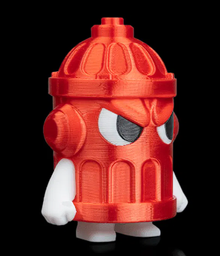 🔥 3D Printed Designer Toy: Angry Red Fire Hydrant Figure 🚒