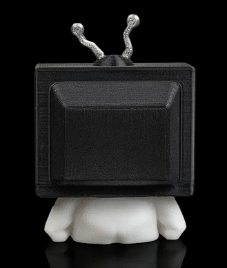 📺 3D Printed Designer Toy: Angry Retro TV Set Figure 📼