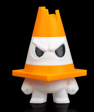⚠️ 3D Printed Designer Toy: Angry Traffic Cone Figure 🚧