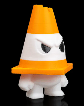 ⚠️ 3D Printed Designer Toy: Angry Traffic Cone Figure 🚧