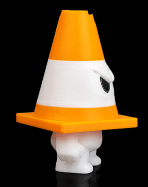 ⚠️ 3D Printed Designer Toy: Angry Traffic Cone Figure 🚧