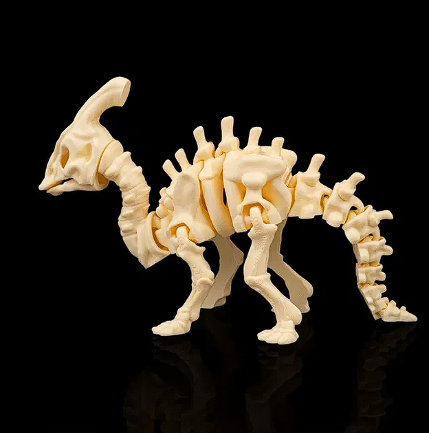 🦴 3D Printed Fossil Art: Detailed Parasaurolophus Skeleton Figure 🦖