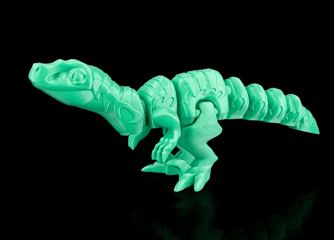 3D Printed Articulated Dinosaur Figure - Collectible Velociraptor Style (Green/White)