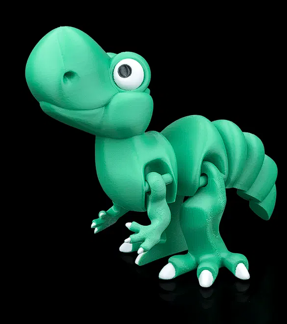 🦖 3D Printed Articulated Dinosaur Toy - Posable Figure (Green & White) 🟢