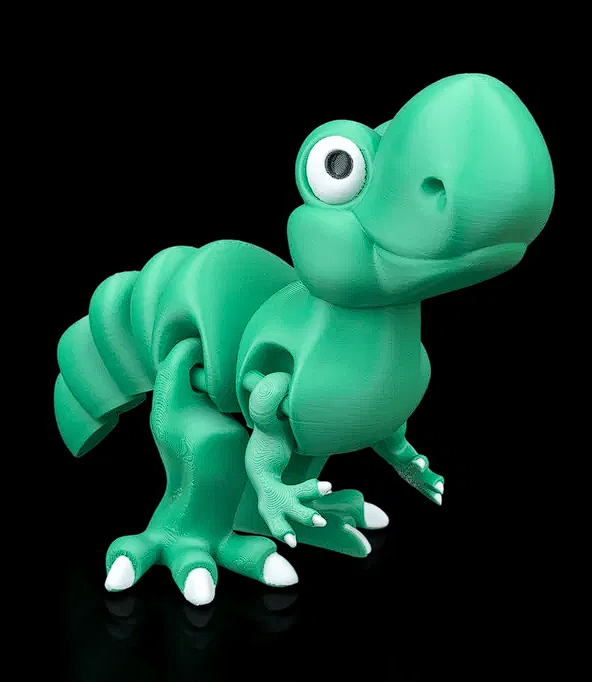 🦖 3D Printed Articulated Dinosaur Toy - Posable Figure (Green & White) 🟢