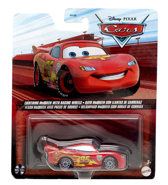 Disney / Pixar Cars Metal Lightning McQueen with Racing Wheels Diecast Car (Version 2)