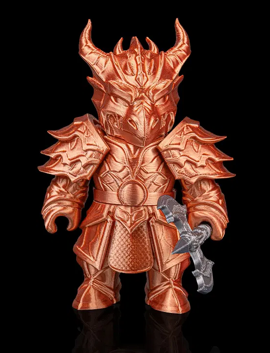 Fantasy Demon Warrior Figure – Horned Armored Knight Collectible – Metallic Finish