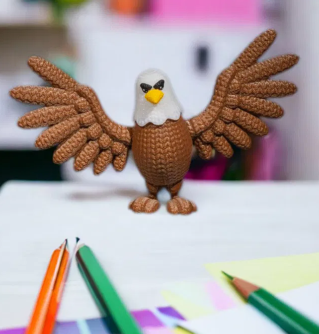 3D Printed Eagle Figurine – Handcrafted Bald Eagle Statue with Spread Wings – Decorative Desk & Shelf Display – Made to Order