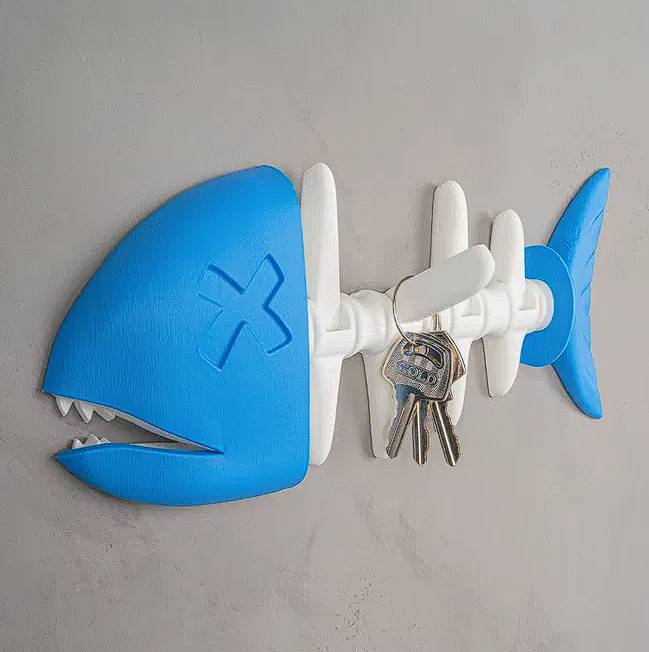 Fish Skeleton Key Holder – 3D Printed Wall Mounted Nautical Key Rack