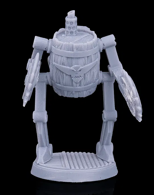 75mm Barrel Walker Drone Resin Miniature – Sci-Fi Robot Figure – Unpainted Gray Model for Painting