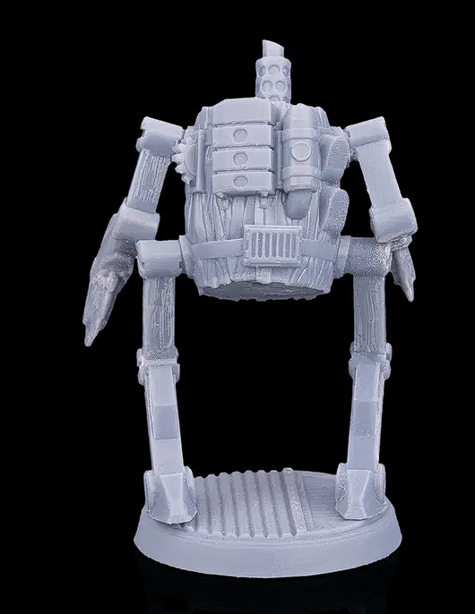 75mm Barrel Walker Drone Resin Miniature – Sci-Fi Robot Figure – Unpainted Gray Model for Painting