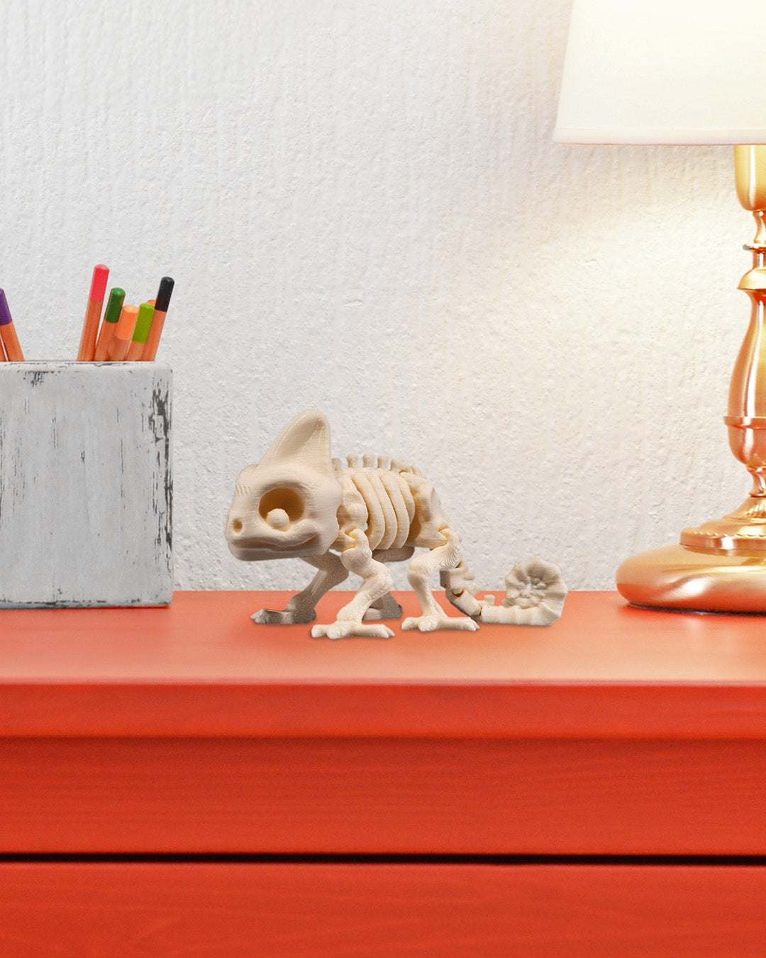 Articulated Skeleton Chameleon – 3D Printed Flexible Figure – 6 cm – Single