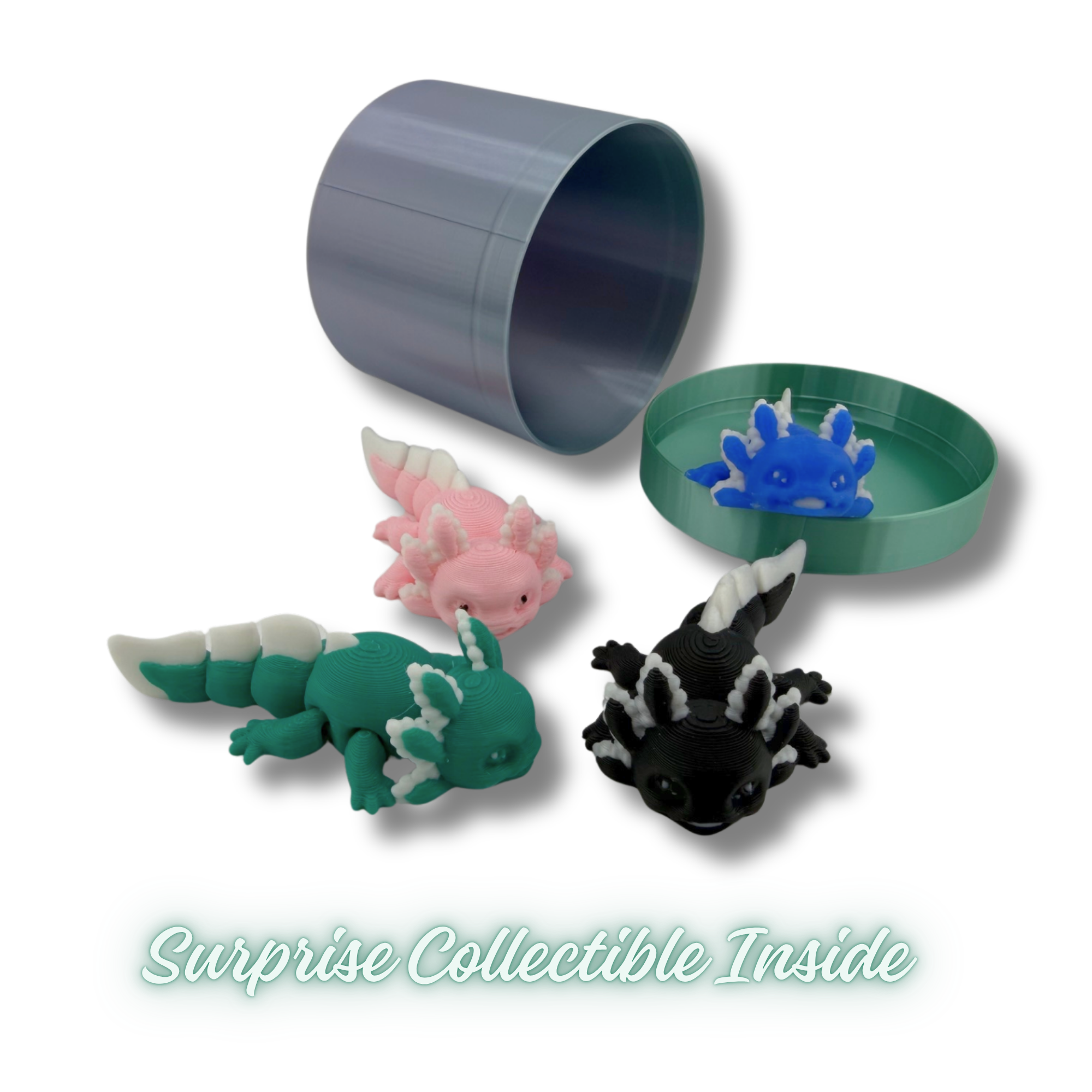 Mystery Axolotl Collectible Pod Random Color 3D Printed Figure Made in USA