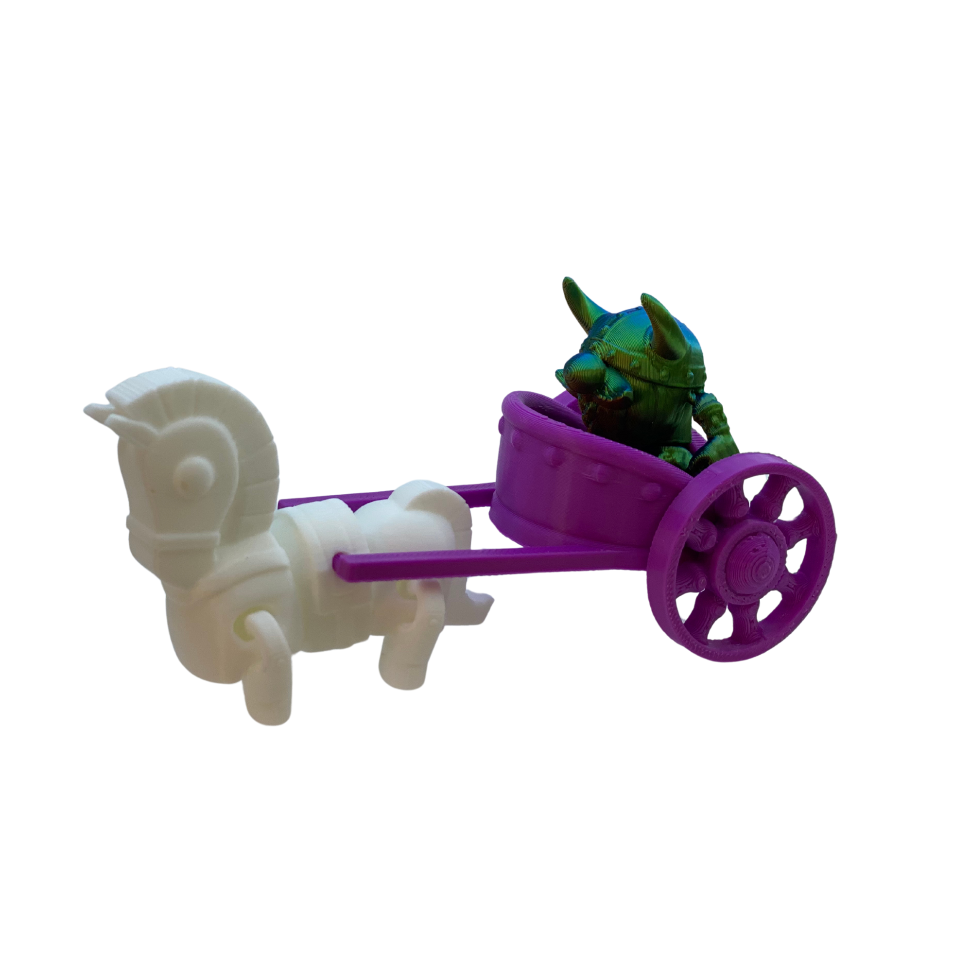 BuildInk Viking Chariot Set – 3D Printed Miniature Toy – Random Color Combo – Includes Viking, Horse & Cart – 1 Set