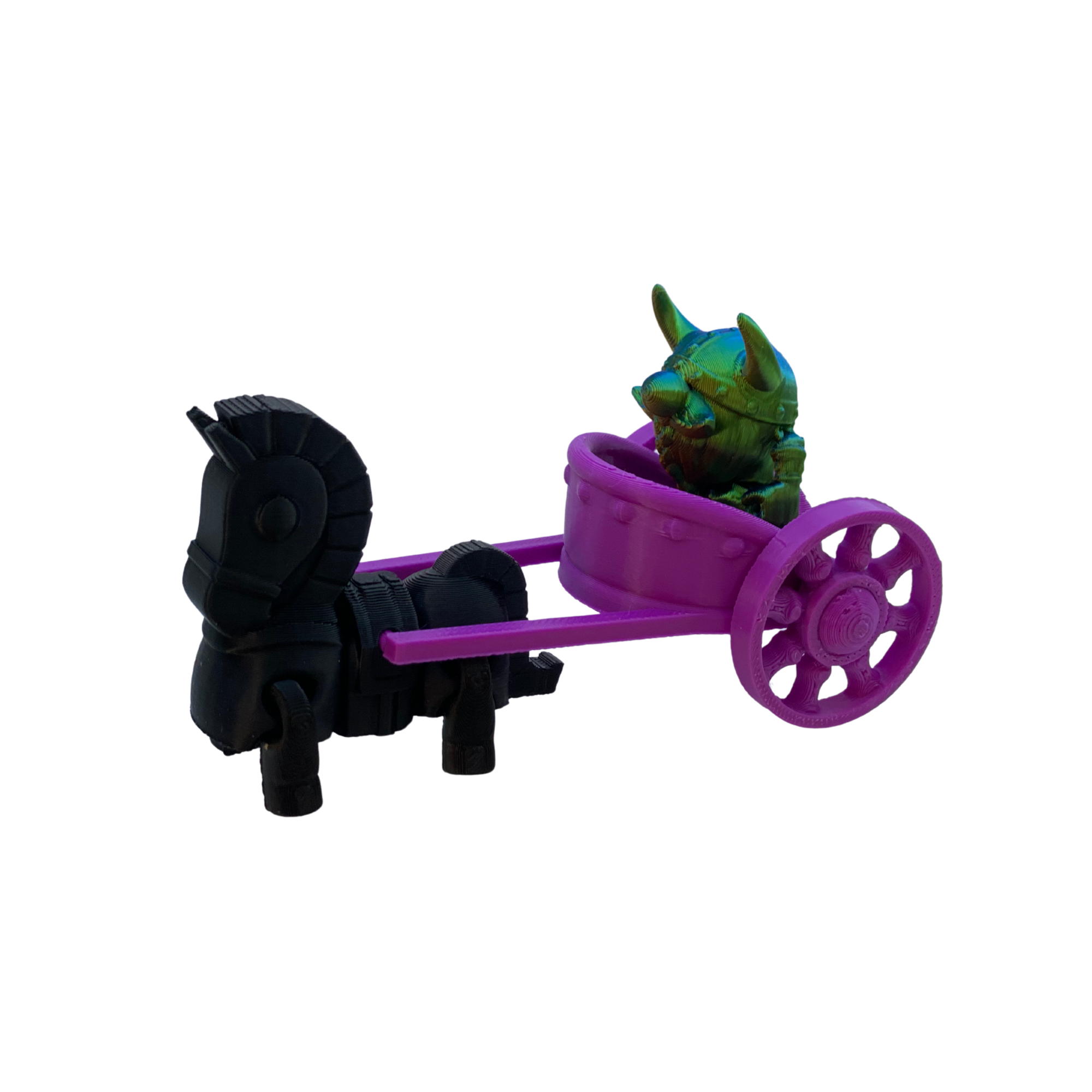BuildInk Viking Chariot Set – 3D Printed Miniature Toy – Random Color Combo – Includes Viking, Horse & Cart – 1 Set