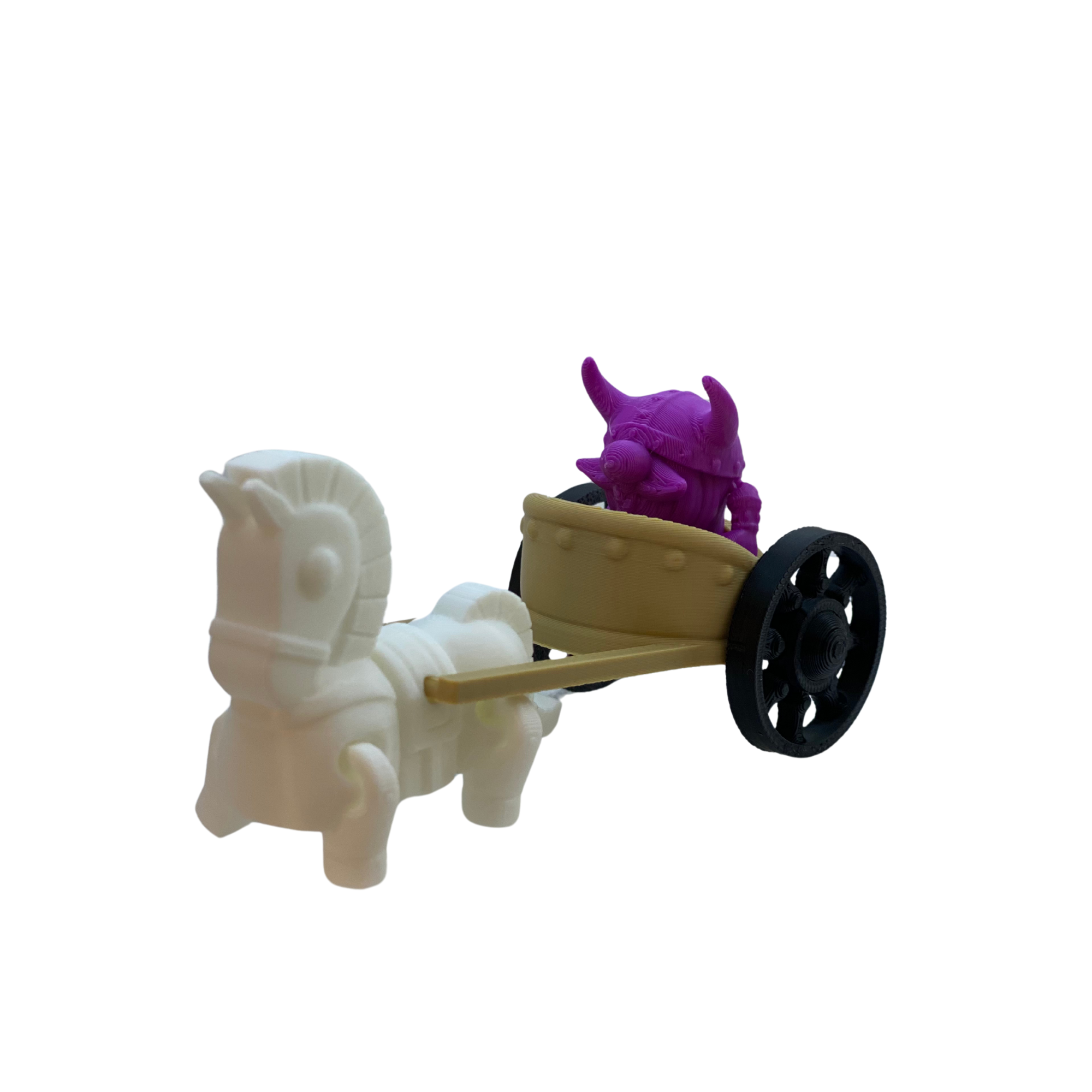 BuildInk Viking Chariot Set – 3D Printed Miniature Toy – Random Color Combo – Includes Viking, Horse & Cart – 1 Set