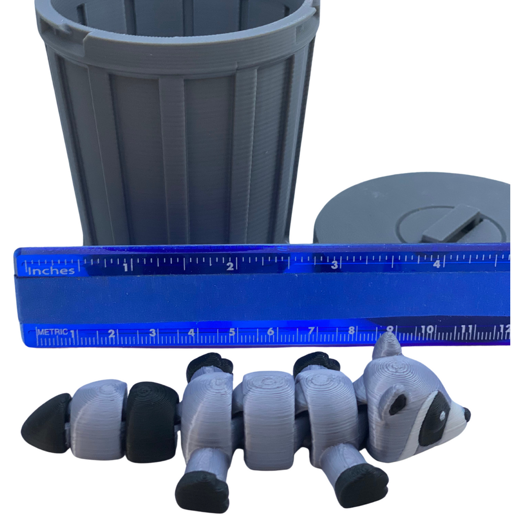 Trash Panda Buddy – Articulated Raccoon Toy with Trash Can – 3D Printed Collectible