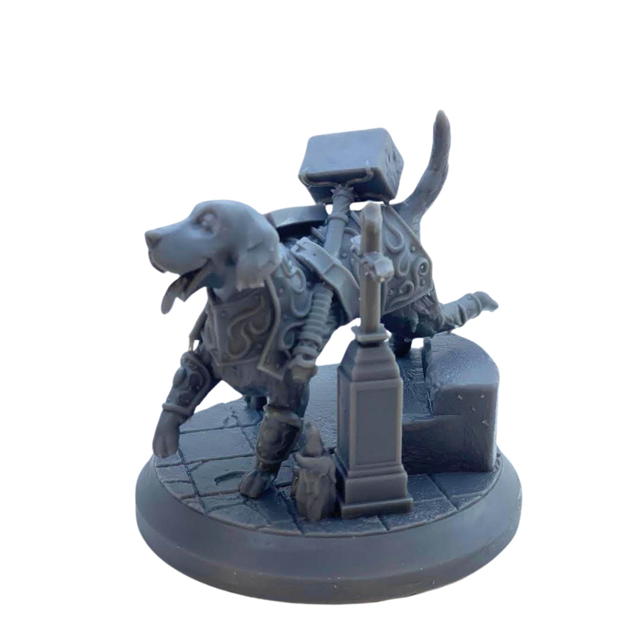 BuildInk 3D Printed Dog Paladin Miniature – 75mm Fantasy Resin Model with Scenic Base – Unpainted Gray for Painting – Tabletop RPG & Collector Display