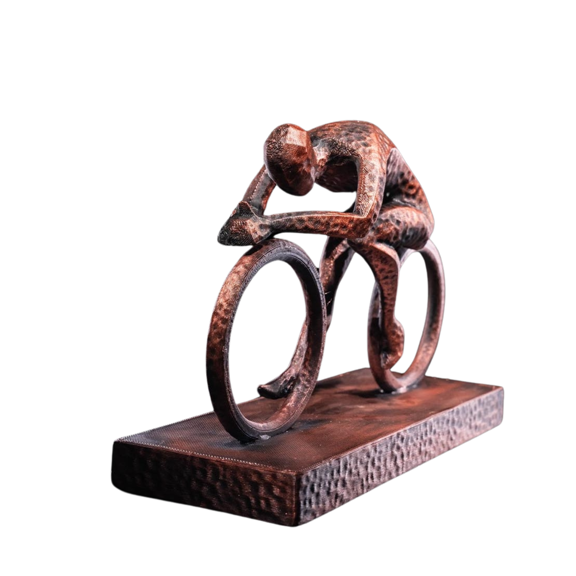 3D Cyclist Bronze Look Desk Art