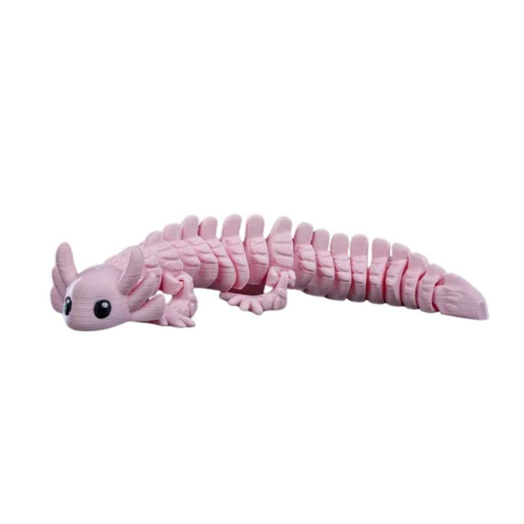 BuildInk Articulated 3D Printed Axolotl – Flexible Desk Pet – 12 Inches