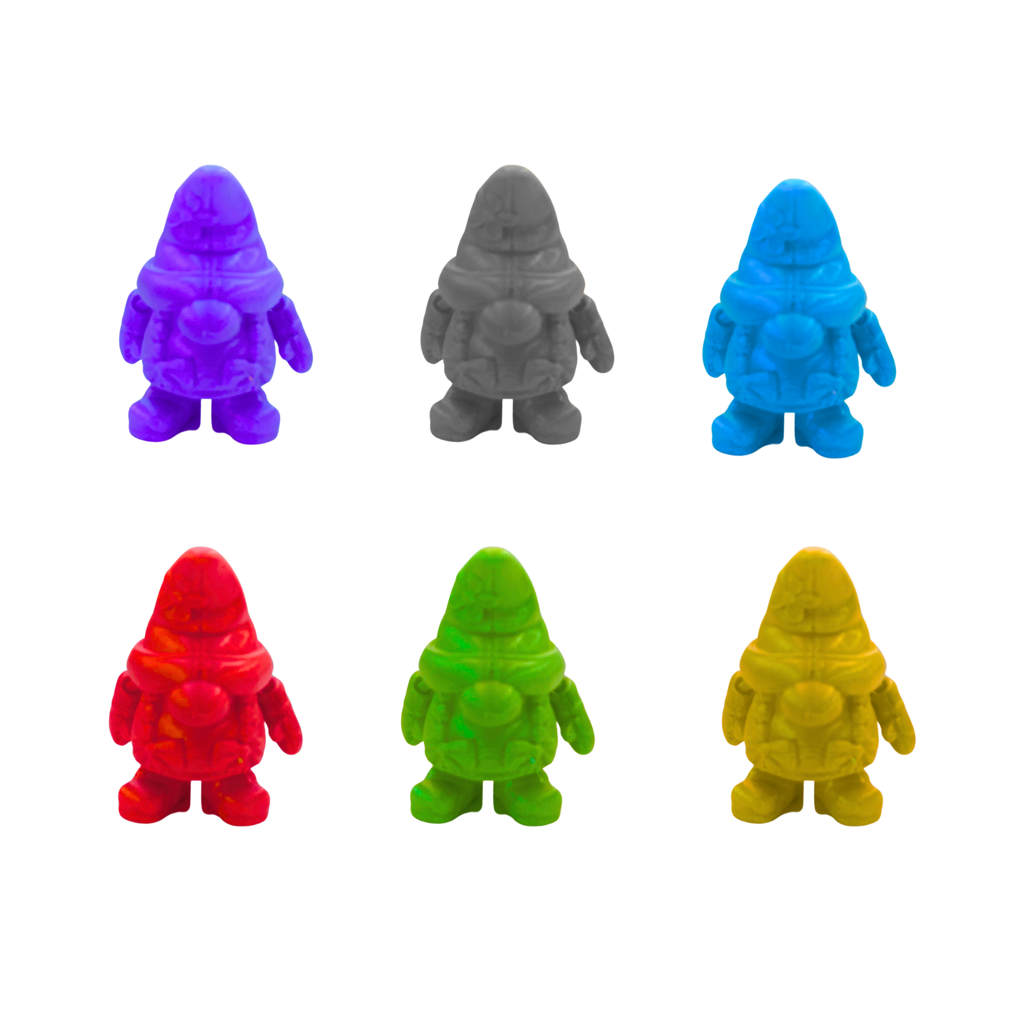 BuildInk™ Mini Space Gnome Set – 6 Articulated Figures – Colorful 3D Printed Collectibles
