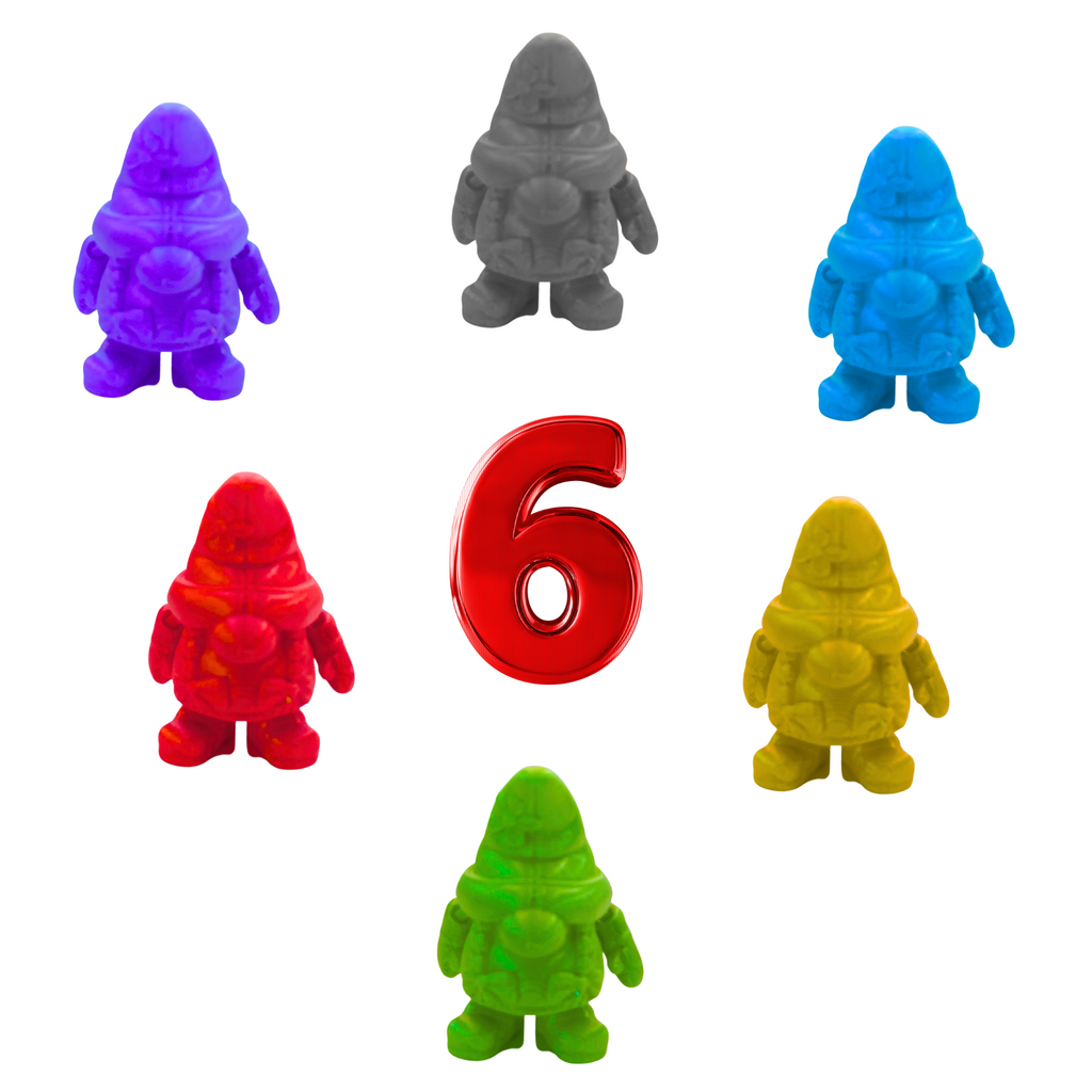 BuildInk™ Mini Space Gnome Set – 6 Articulated Figures – Colorful 3D Printed Collectibles