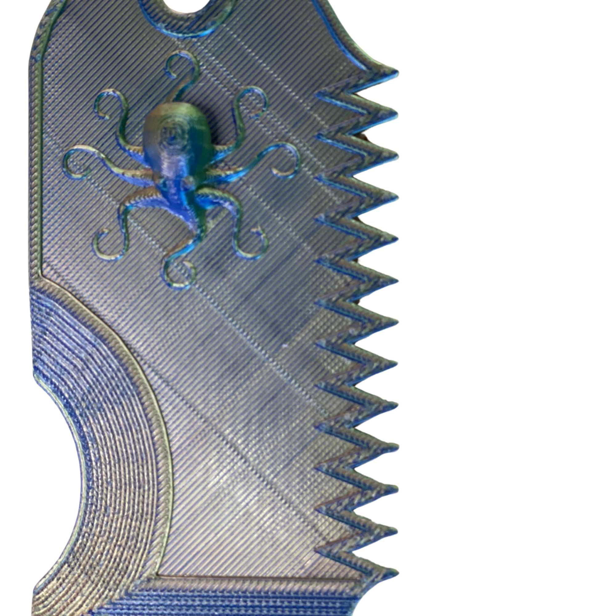 Blue Octo Surf Wax Comb – Ergonomic Surf Tool with Octopus Relief – Shiny Silk PLA Finish