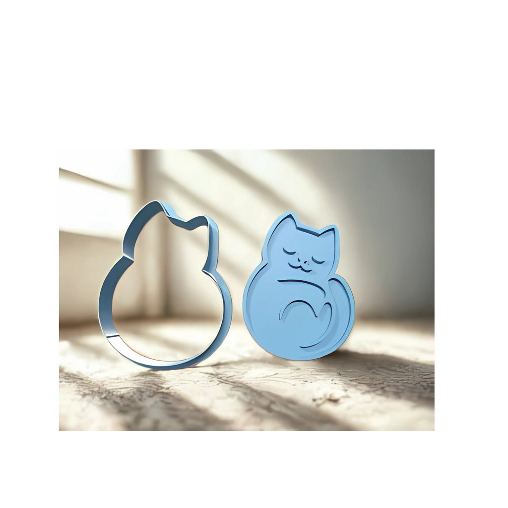 Cute Cat Cookie Cutter Set of 5 – Kawaii Kitty Cookie Mold – 3D Printed Baking Cutter Stamp – Fondant Biscuit Mold