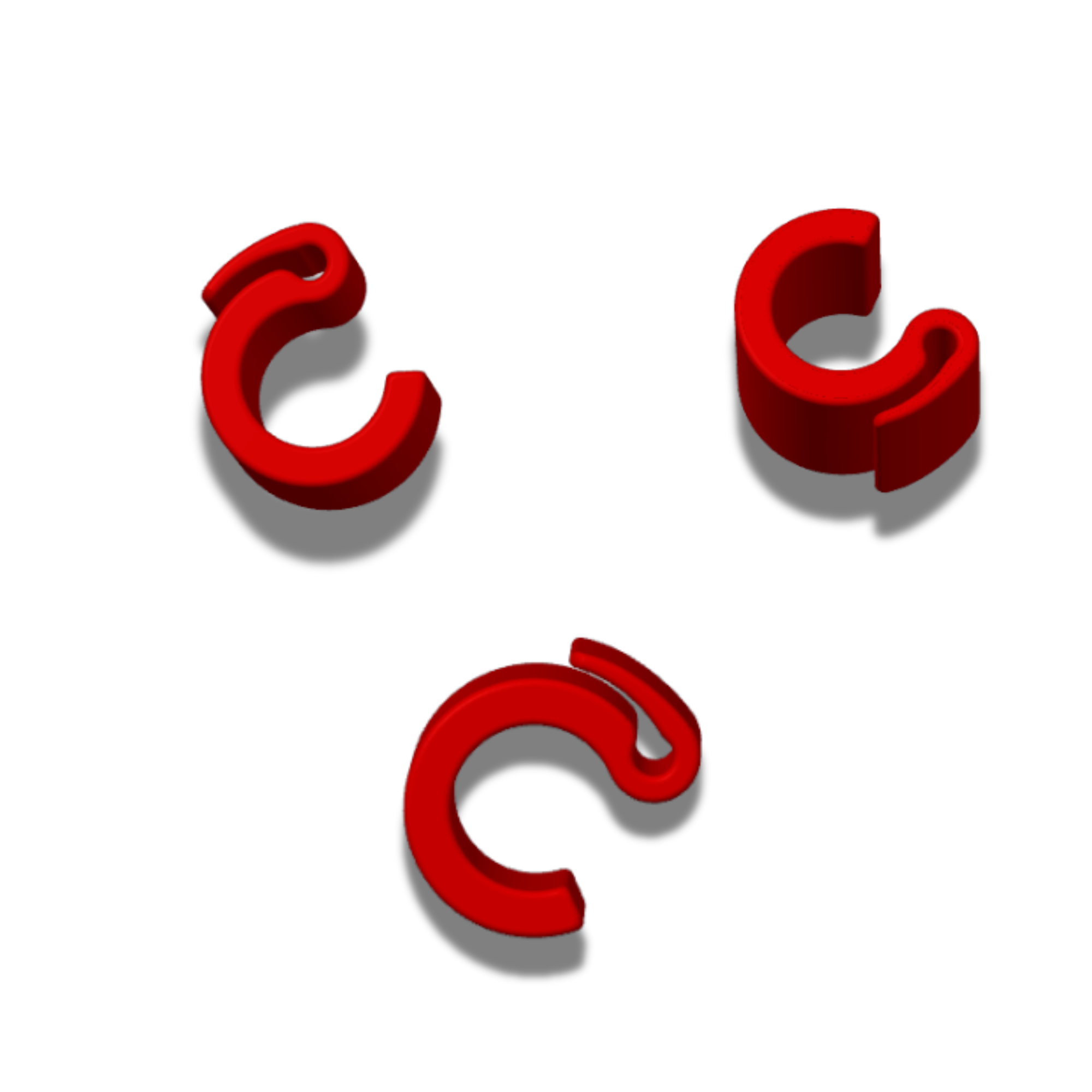 3-Pack 3D Printed Fishing Rod Line Clips – Red Snap-On Drop Shot Holders – Universal Fit