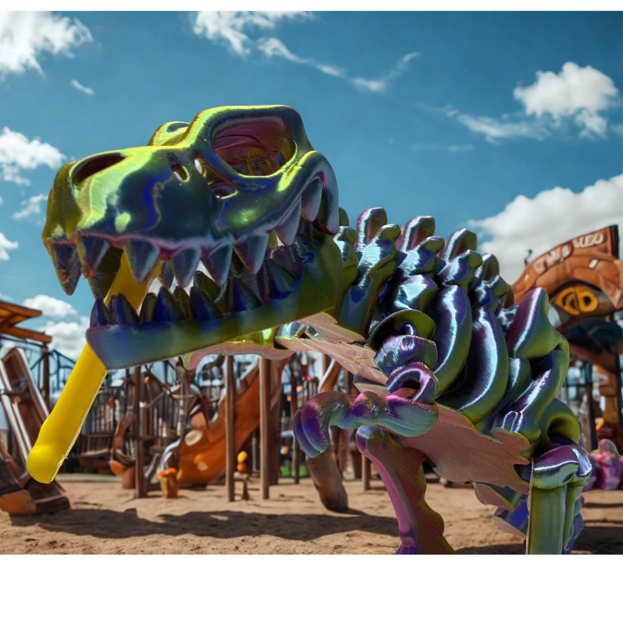 3D Printed Articulated T-Rex Skeleton – 10" & 8" – Multicolor or Solid Options