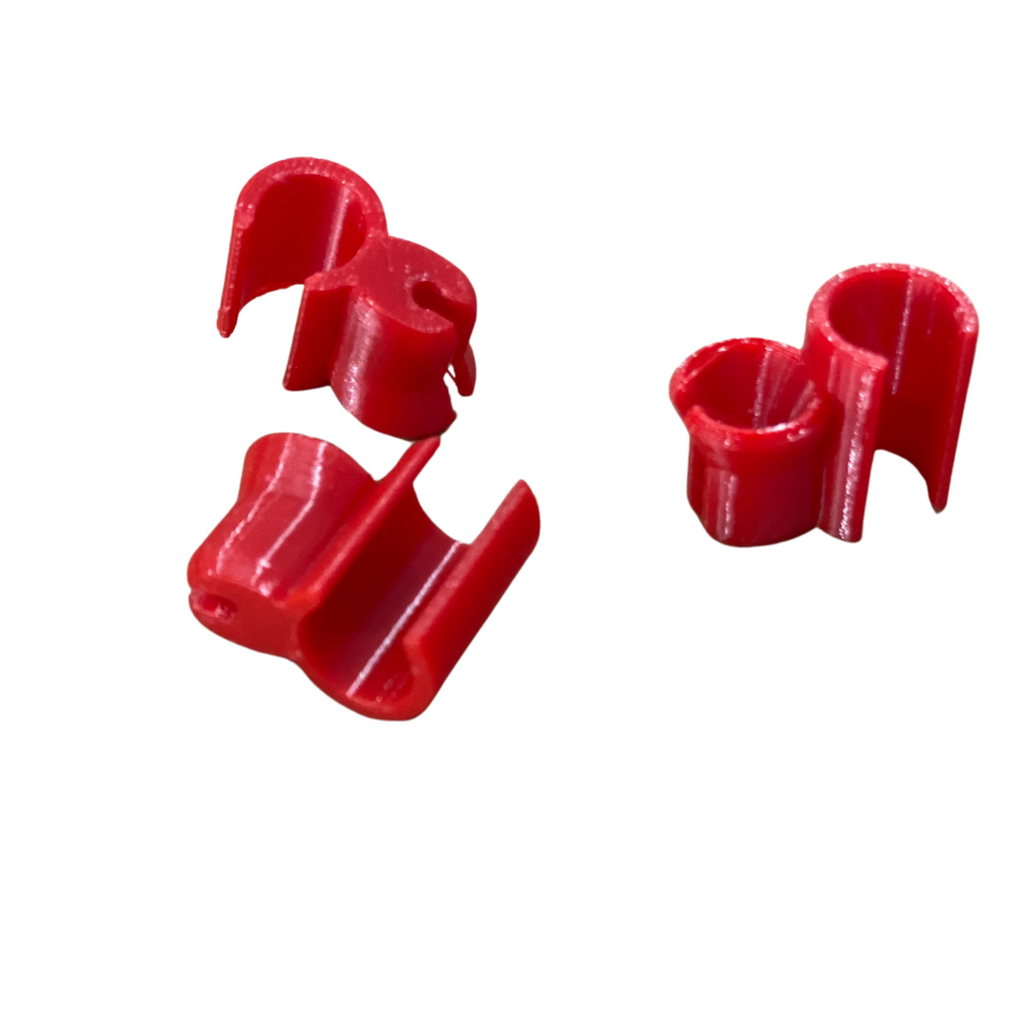 BuildInk™ Red PETG Rod Clip Set – 3-Pack Assorted Sizes – 3D Printed Fishing Pole Holders / Line Guides